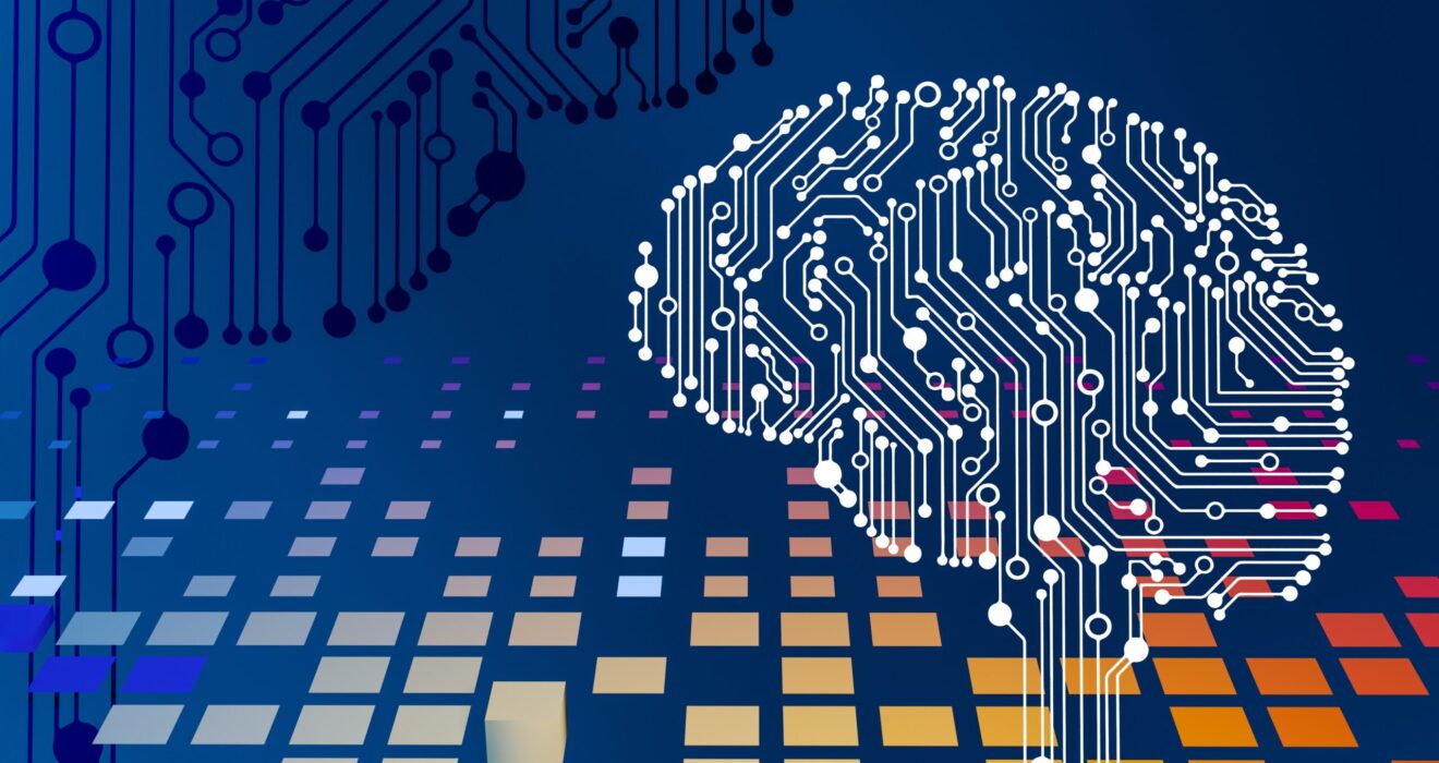 a computer circuit board with a brain on it